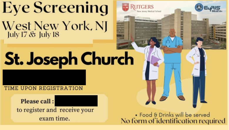 Figure 3. Flyer used to advertise free eye screening to the Newark community.