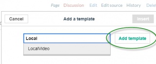 1. Add the LocalVideo template: enter LocalVideo in the search field and select Add template.